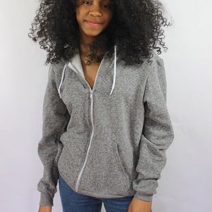 American apparel unisex full zip grey hoodie